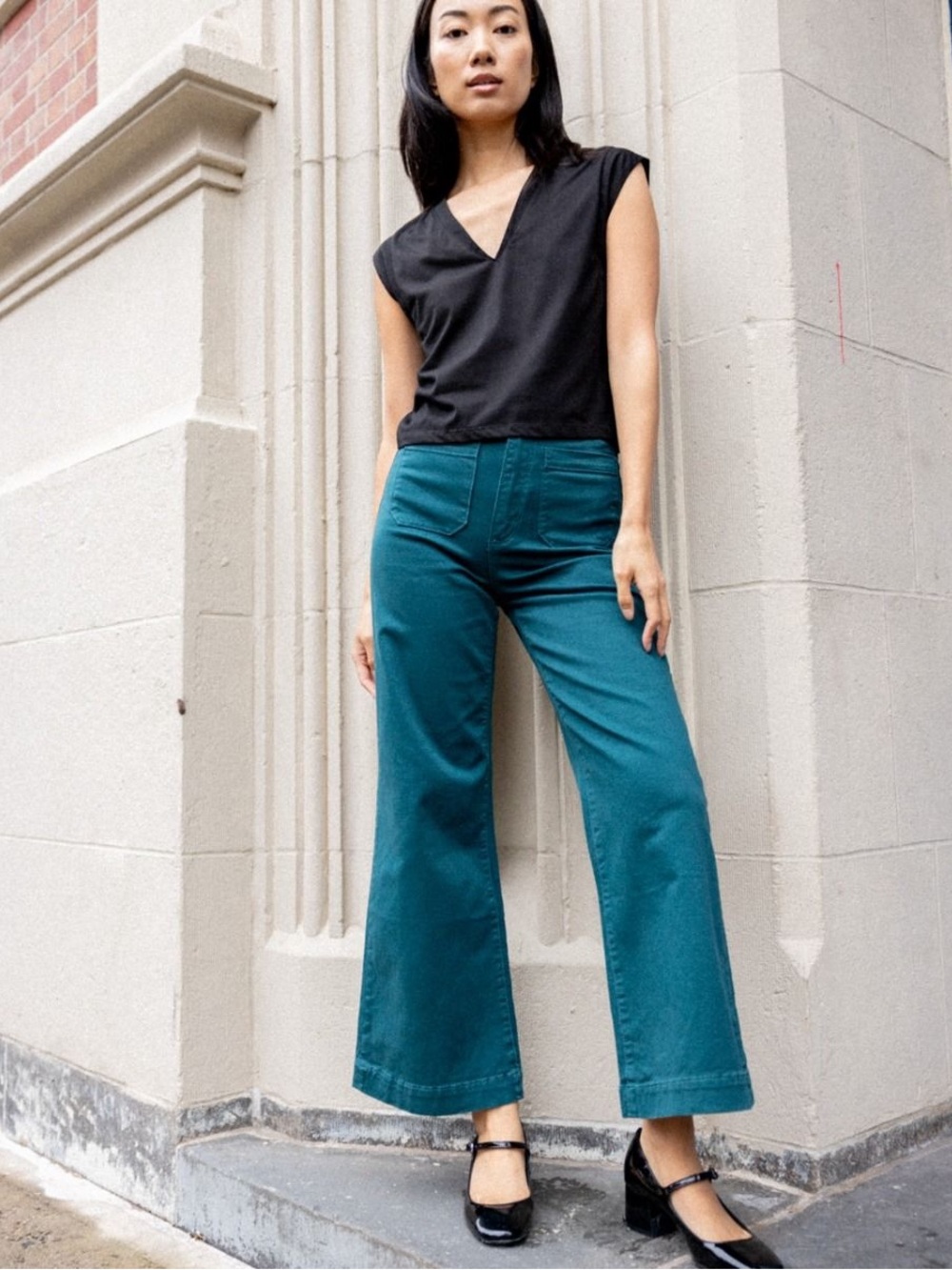 ROLLA'S High Rise Wide Leg Jeans in Forest Green 31 - Picture 2 of 6